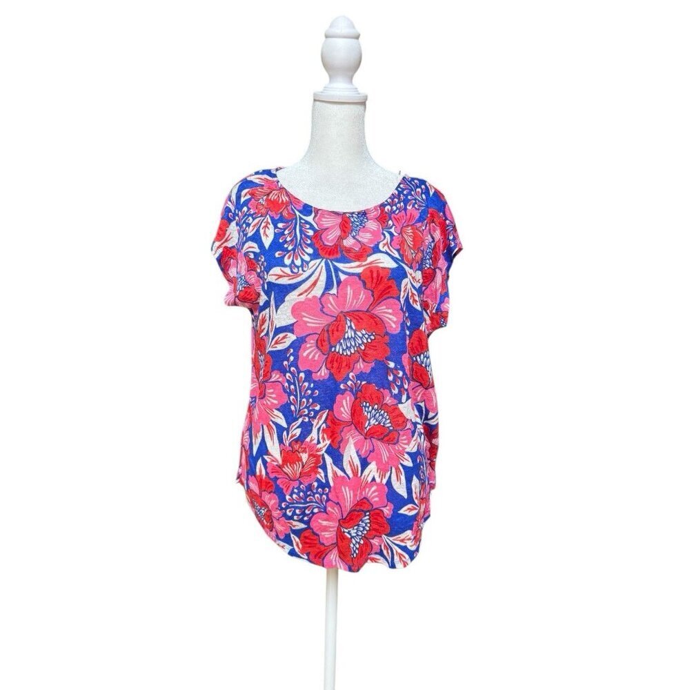 Ingrid & Isabel Linen Top M Floral Lightweight Blouse NWOT